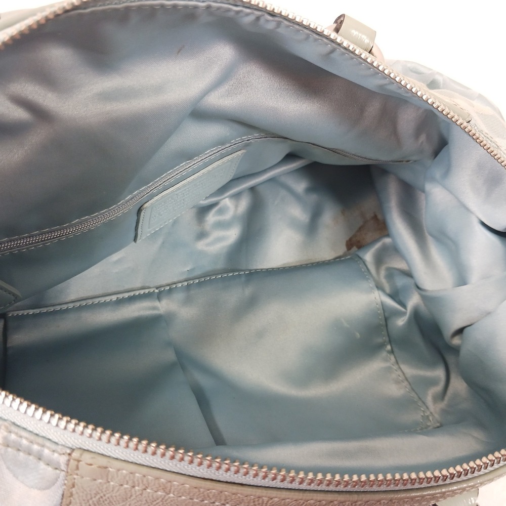 Coach Ashley Signature Satchel Light Blue Jacquard Patent Leather Bag F15440 - Picture 9 of 12